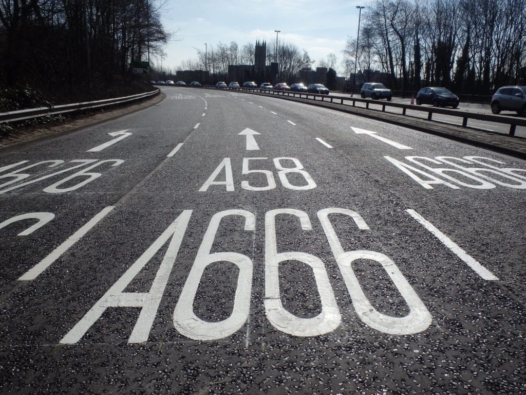 Three lane public highway