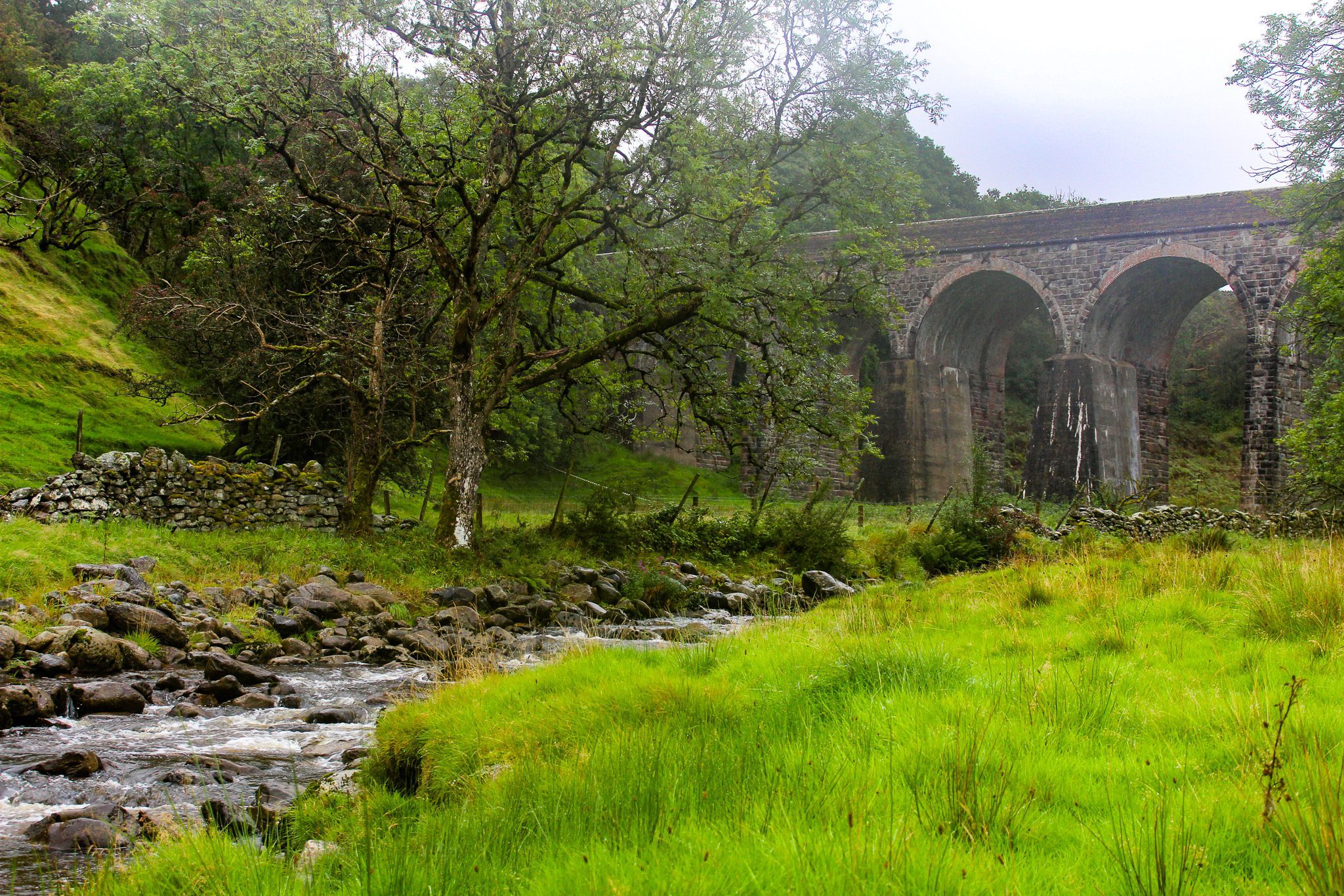 View of historic railway bridge in the Lake District