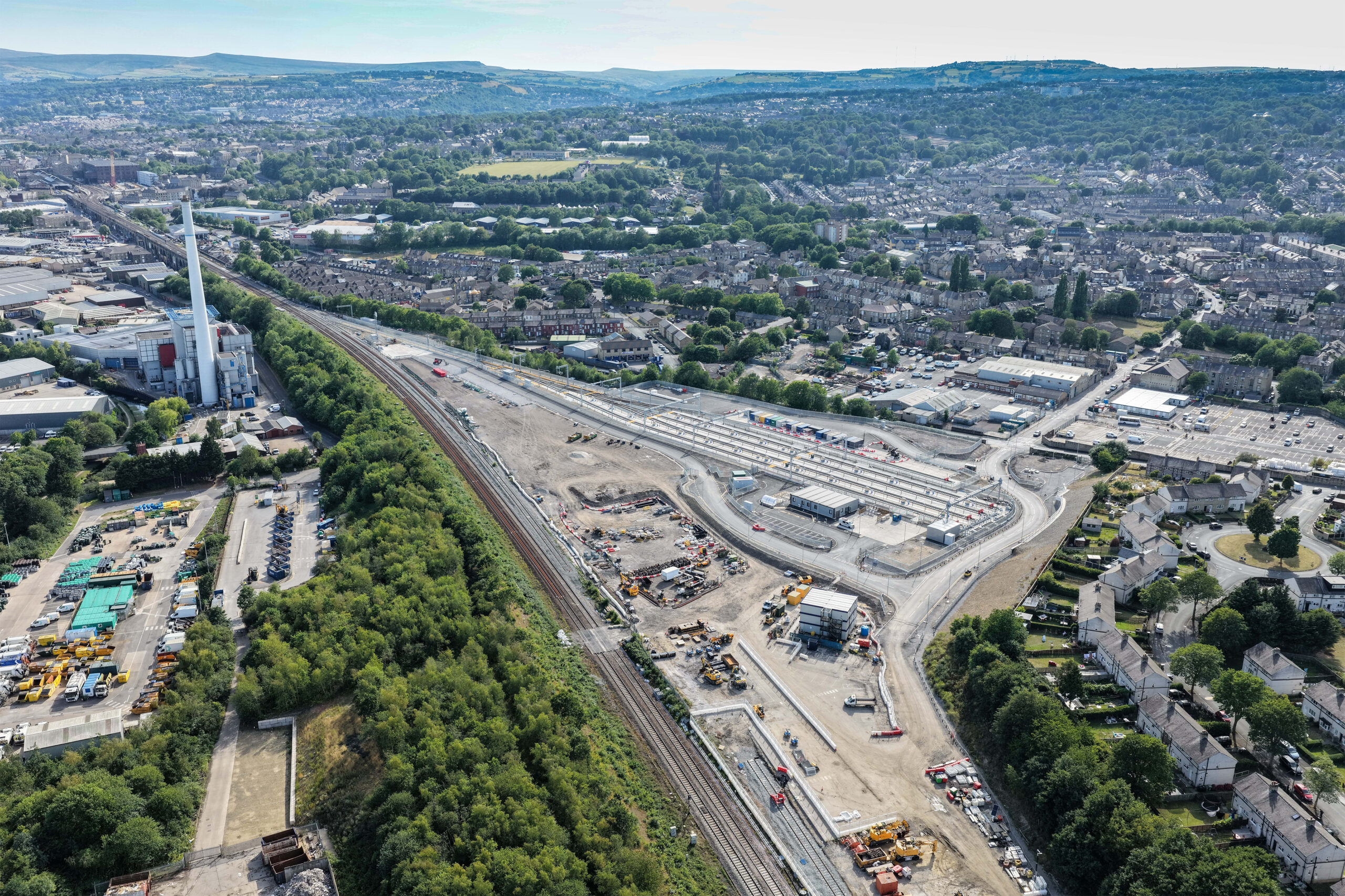 Drone footage of a rail infrastructure upgrade project