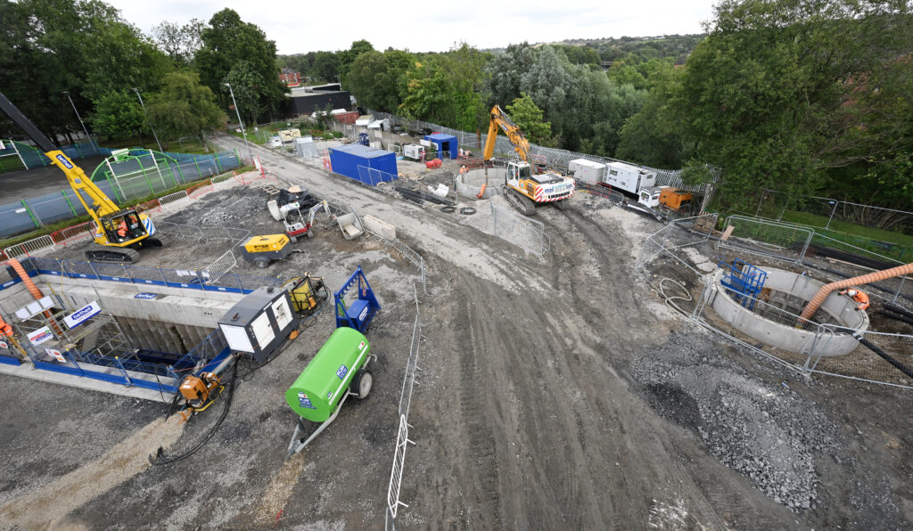 Drone footage of a wastewater improvement scheme